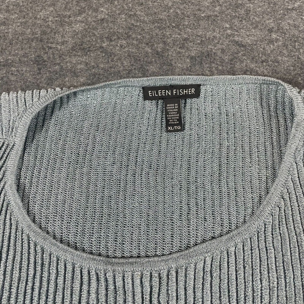 Eileen Fisher Metallic Silver Gray Ribbed Sweater is - Picture 2 of 11